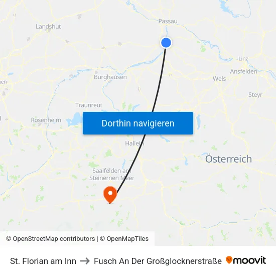 St. Florian am Inn to Fusch An Der Großglocknerstraße map