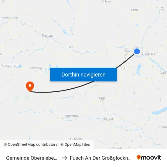 Gemeinde Obersiebenbrunn to Fusch An Der Großglocknerstraße map