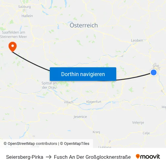 Seiersberg-Pirka to Fusch An Der Großglocknerstraße map