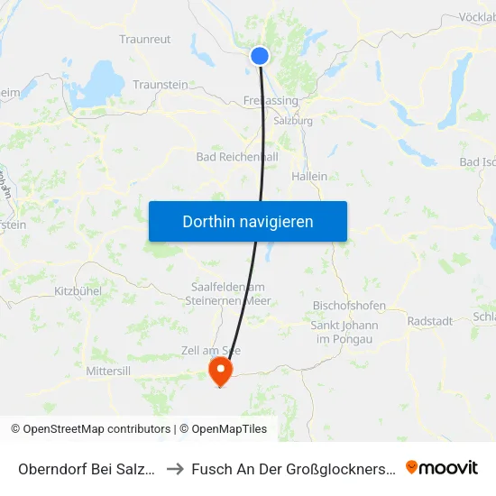 Oberndorf Bei Salzburg to Fusch An Der Großglocknerstraße map