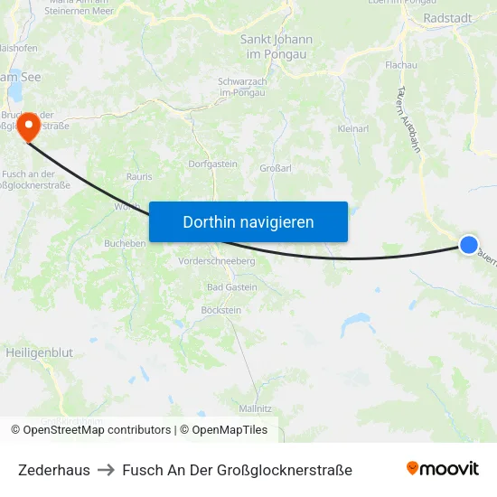 Zederhaus to Fusch An Der Großglocknerstraße map