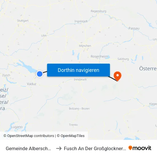 Gemeinde Alberschwende to Fusch An Der Großglocknerstraße map
