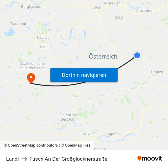 Landl to Fusch An Der Großglocknerstraße map