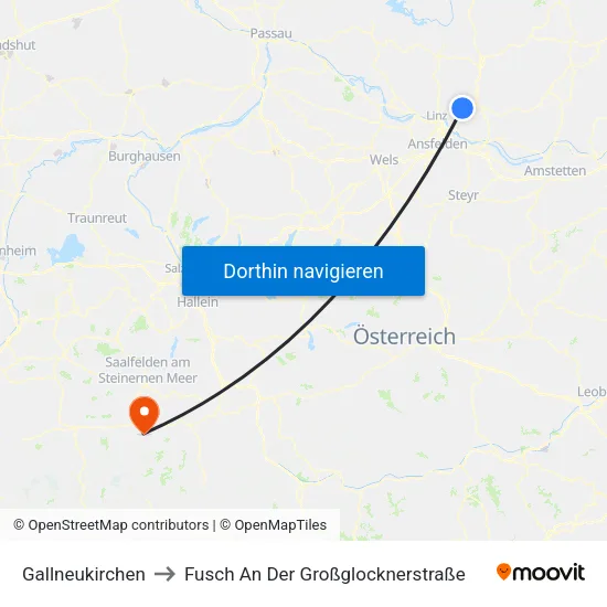 Gallneukirchen to Fusch An Der Großglocknerstraße map