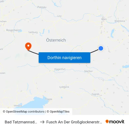 Bad Tatzmannsdorf to Fusch An Der Großglocknerstraße map