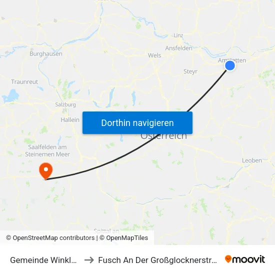 Gemeinde Winklarn to Fusch An Der Großglocknerstraße map