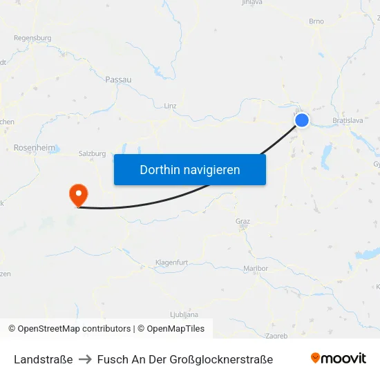 Landstraße to Fusch An Der Großglocknerstraße map