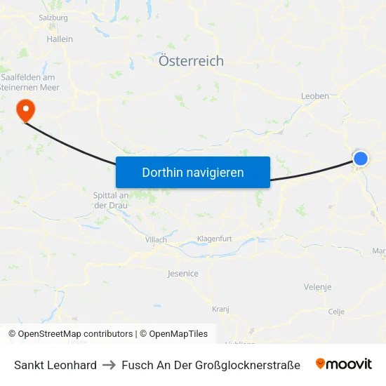 Sankt Leonhard to Fusch An Der Großglocknerstraße map