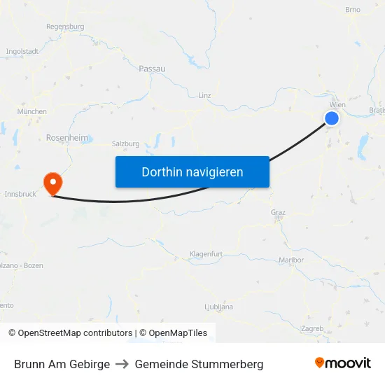 Brunn Am Gebirge to Gemeinde Stummerberg map