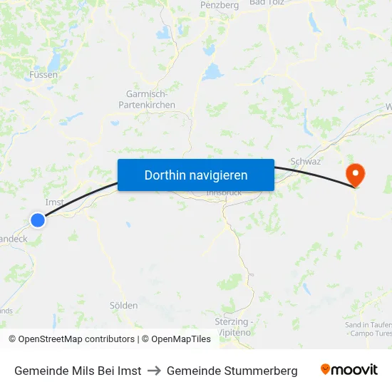 Gemeinde Mils Bei Imst to Gemeinde Stummerberg map