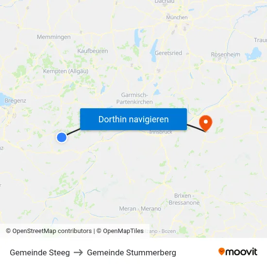 Gemeinde Steeg to Gemeinde Stummerberg map