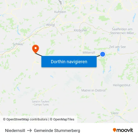 Niedernsill to Gemeinde Stummerberg map