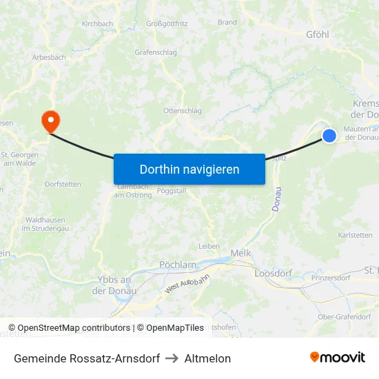 Gemeinde Rossatz-Arnsdorf to Altmelon map