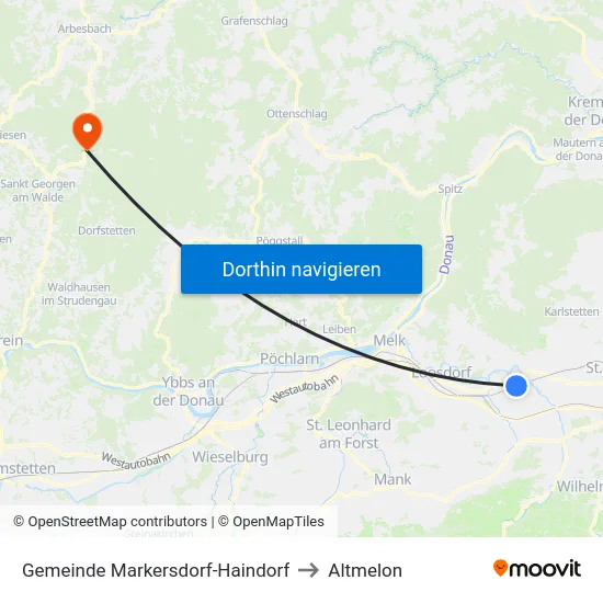 Gemeinde Markersdorf-Haindorf to Altmelon map