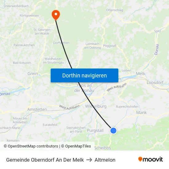 Gemeinde Oberndorf An Der Melk to Altmelon map