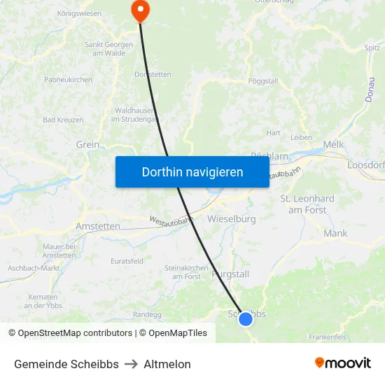 Gemeinde Scheibbs to Altmelon map