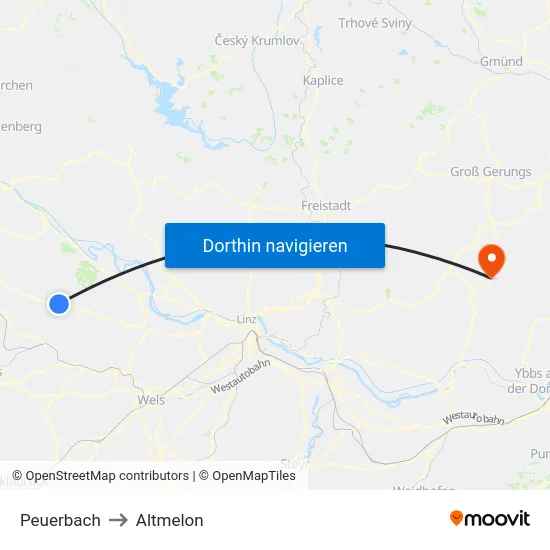 Peuerbach to Altmelon map