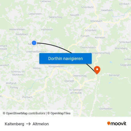 Kaltenberg to Altmelon map