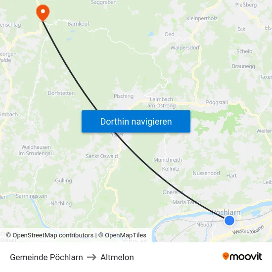 Gemeinde Pöchlarn to Altmelon map