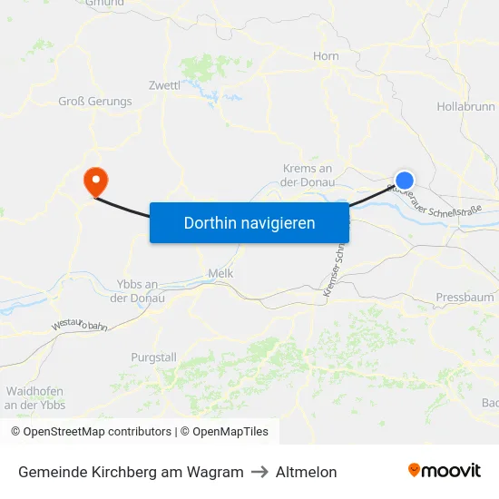 Gemeinde Kirchberg am Wagram to Altmelon map