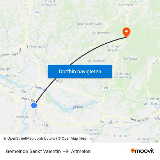 Gemeinde Sankt Valentin to Altmelon map