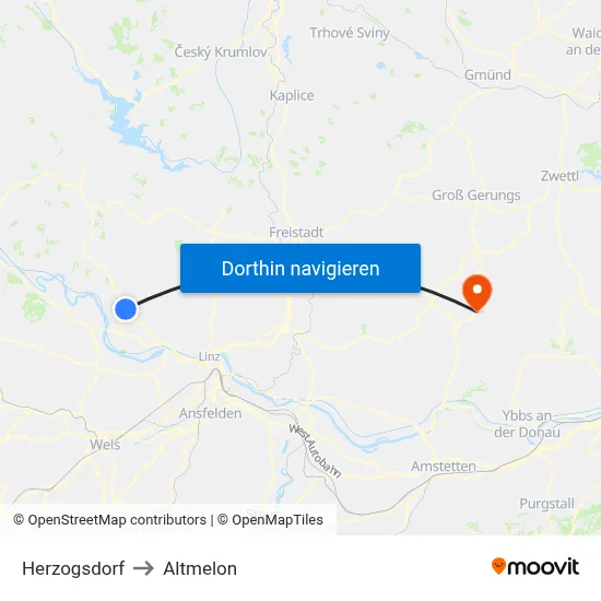 Herzogsdorf to Altmelon map