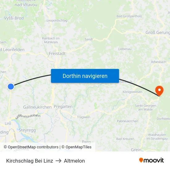 Kirchschlag Bei Linz to Altmelon map