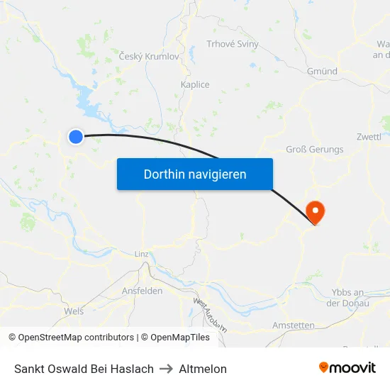 Sankt Oswald Bei Haslach to Altmelon map