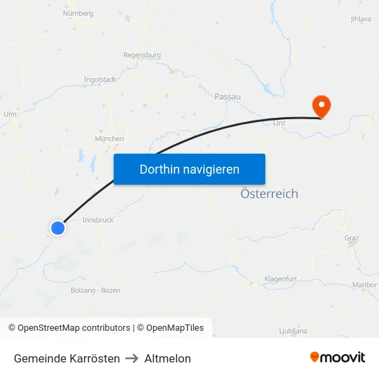 Gemeinde Karrösten to Altmelon map