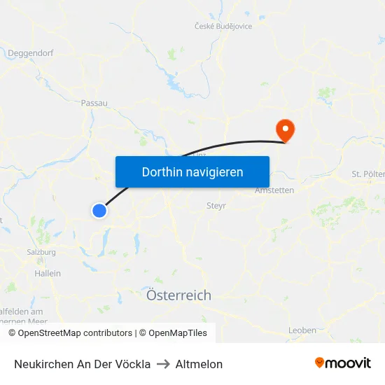 Neukirchen An Der Vöckla to Altmelon map
