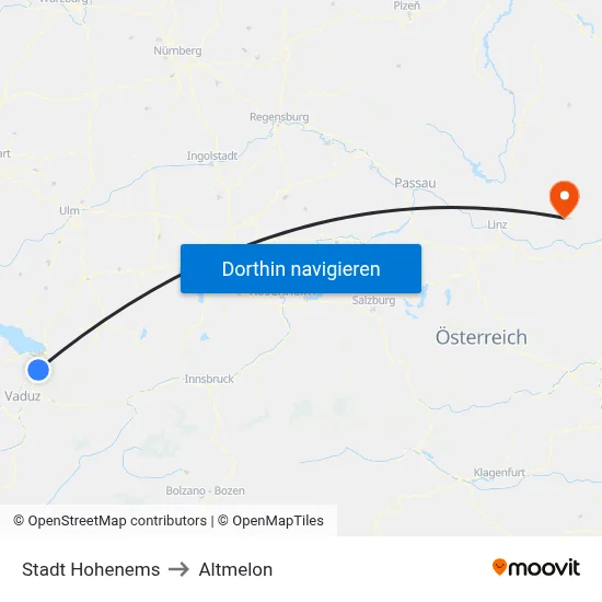 Stadt Hohenems to Altmelon map