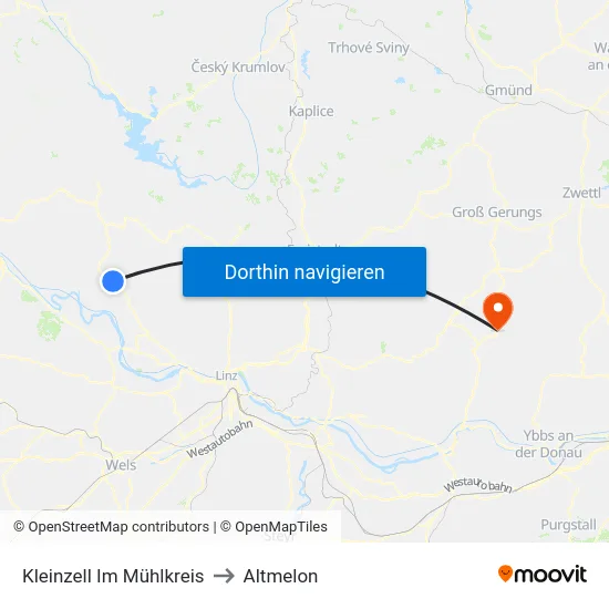 Kleinzell Im Mühlkreis to Altmelon map
