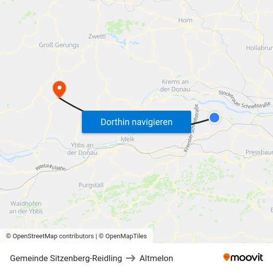 Gemeinde Sitzenberg-Reidling to Altmelon map