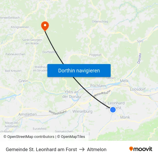 Gemeinde St. Leonhard am Forst to Altmelon map