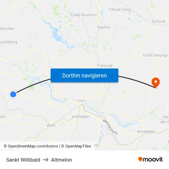 Sankt Willibald to Altmelon map