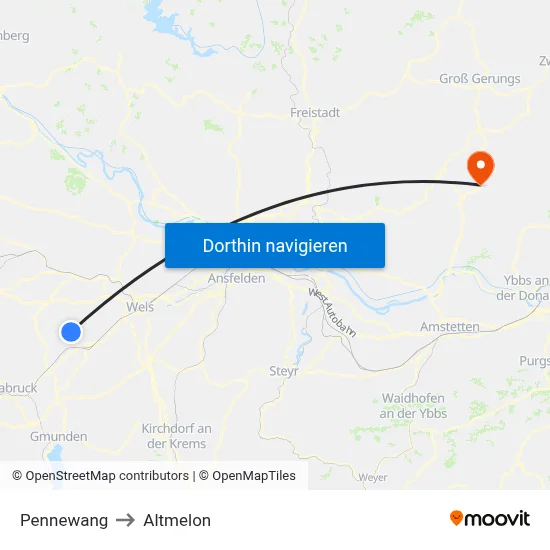 Pennewang to Altmelon map