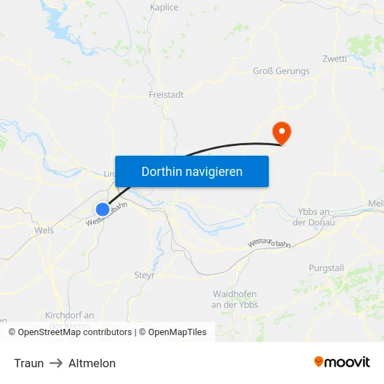 Traun to Altmelon map