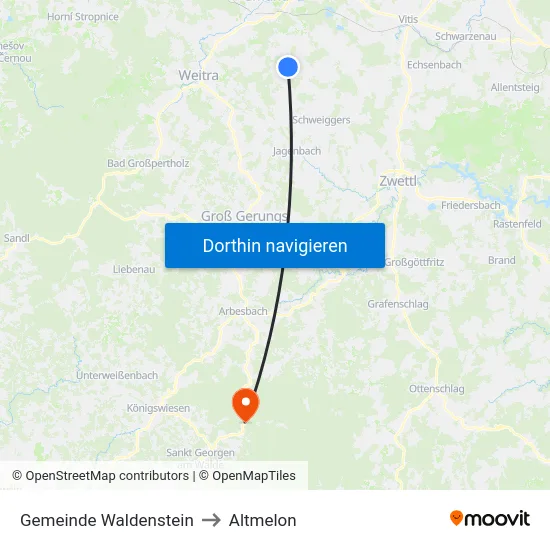 Gemeinde Waldenstein to Altmelon map