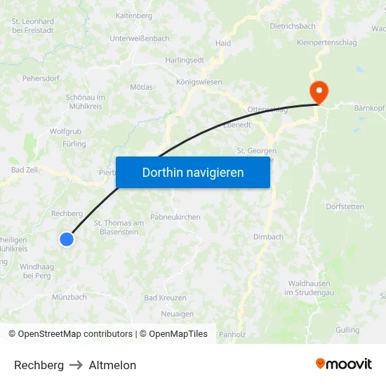 Rechberg to Altmelon map