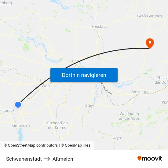 Schwanenstadt to Altmelon map