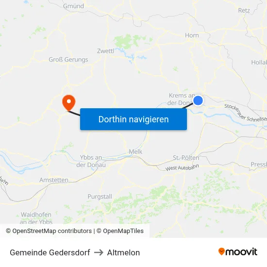 Gemeinde Gedersdorf to Altmelon map