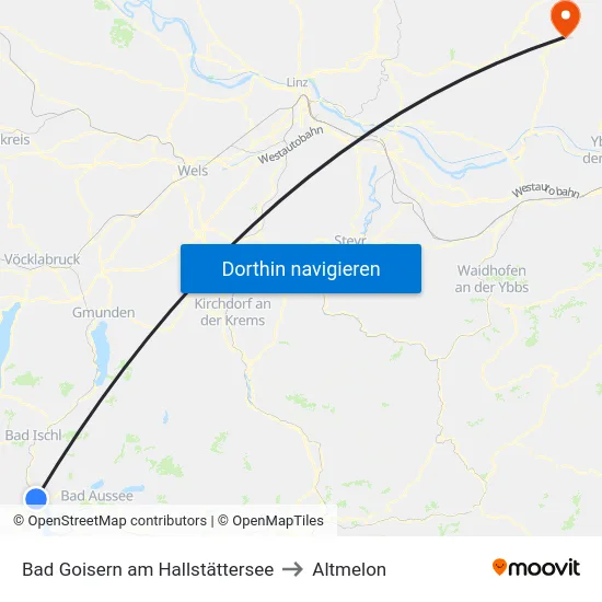 Bad Goisern am Hallstättersee to Altmelon map