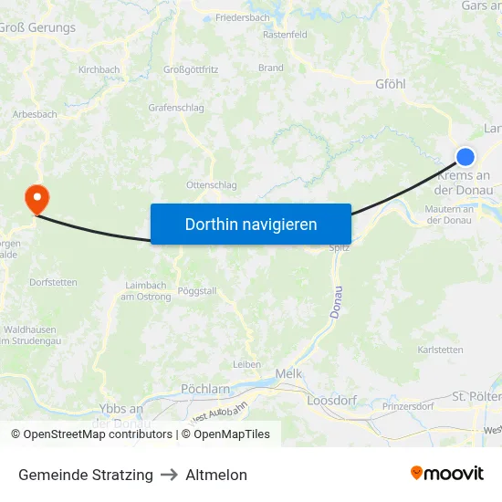 Gemeinde Stratzing to Altmelon map