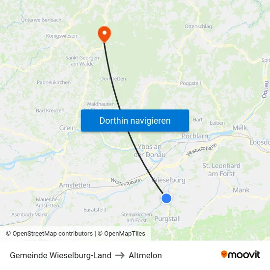 Gemeinde Wieselburg-Land to Altmelon map