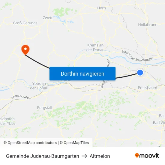 Gemeinde Judenau-Baumgarten to Altmelon map
