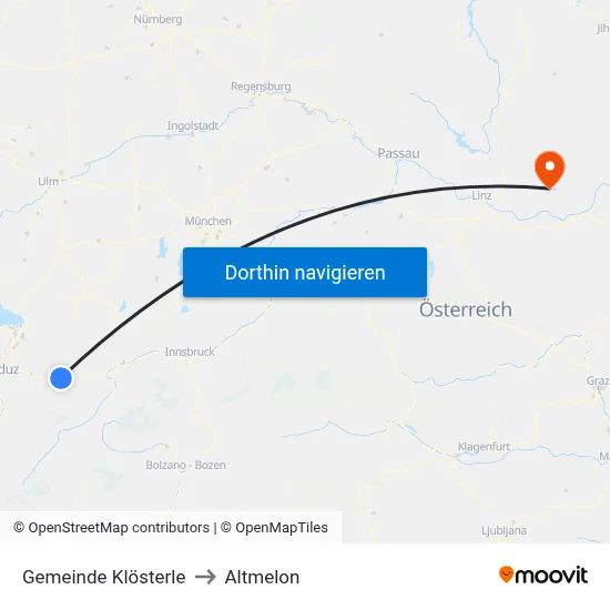 Gemeinde Klösterle to Altmelon map