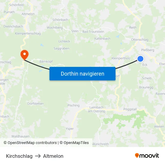 Kirchschlag to Altmelon map