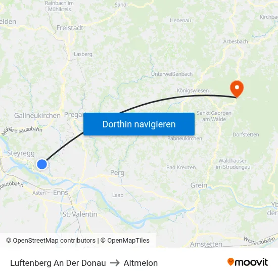 Luftenberg An Der Donau to Altmelon map