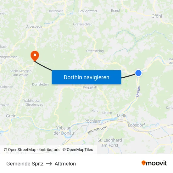 Gemeinde Spitz to Altmelon map