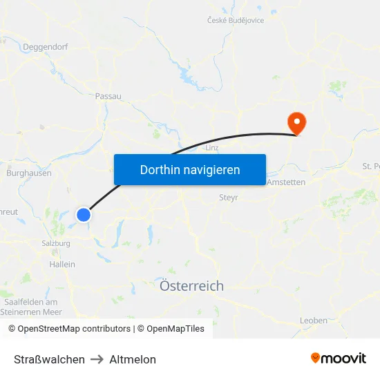 Straßwalchen to Altmelon map